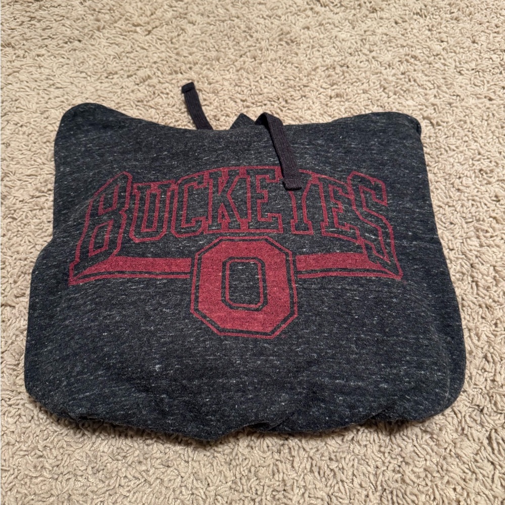 Gray Hoodie with Red Buckeyes Logo
